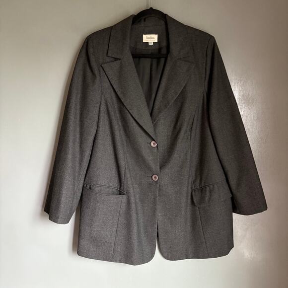Vintage NEIMAN MARCUS Women's 22W Dark Grey Wool Blazer Classic Plus Career - Picture 1 of 10